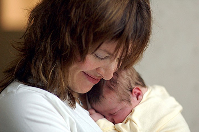 Lauren and Hudson after birth